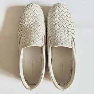 Bottega Veneta Italy White Leather Braided 39